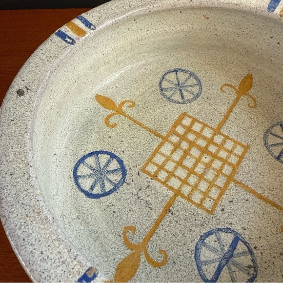 Modernist Bowl Tray Planter Alfaraz ceramic art Brutalist Hand painted Large - Picture 6 of 12